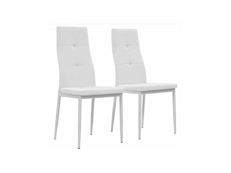 Chaise à manger similicuir blanc et pieds métal noir Mikarel - Lot de 2