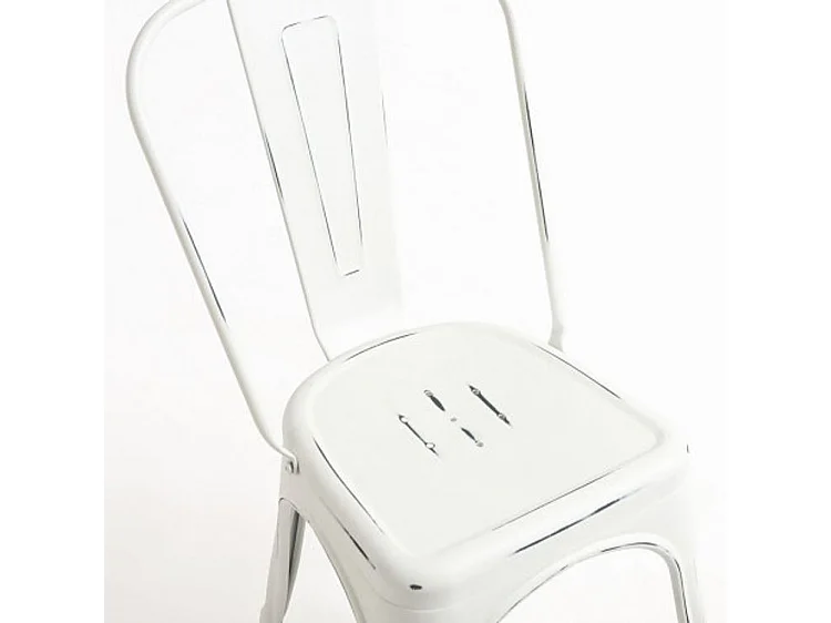 Chaise industrielle acier vintage Kontoir-Couleur Blanc