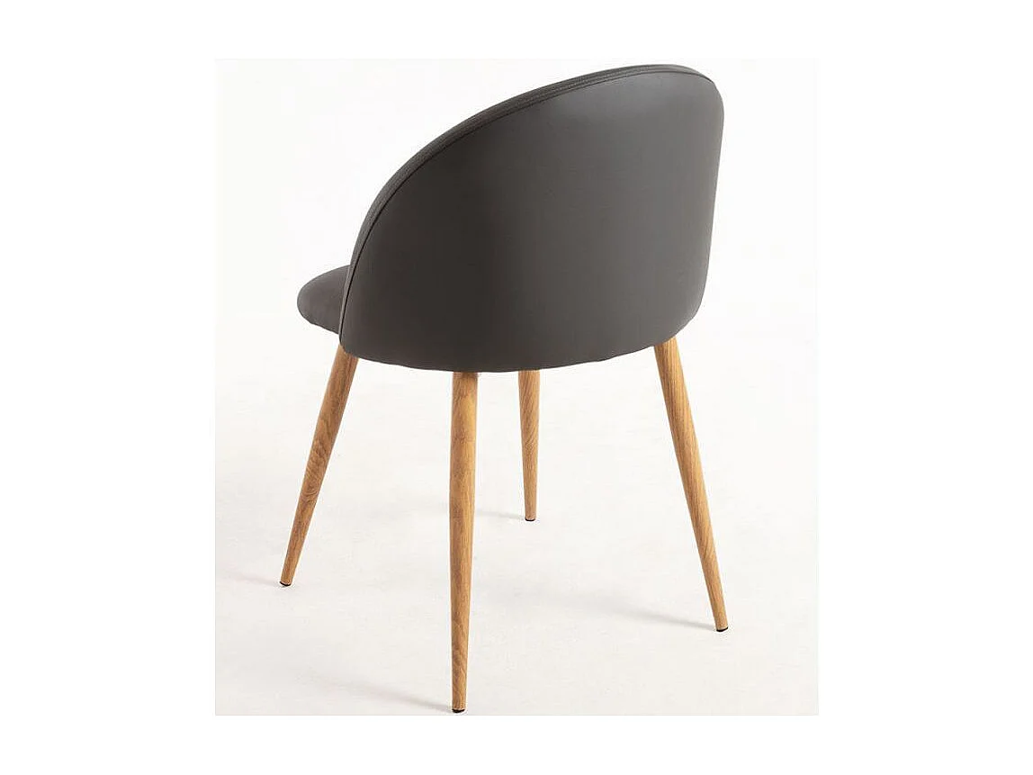 Juego de 2 sillas Kazon - Elegante piel sintética y patas de metal efecto madera clara-Color Gris oscuro