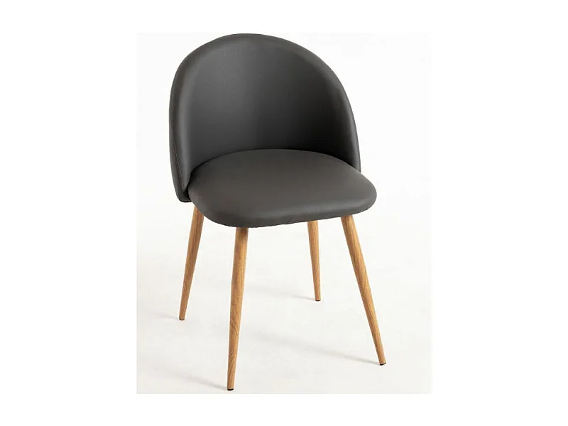 Lot de 2 chaises Kazon - Simili cuir élégant et pieds métal effet bois clair-Couleur Gris foncé