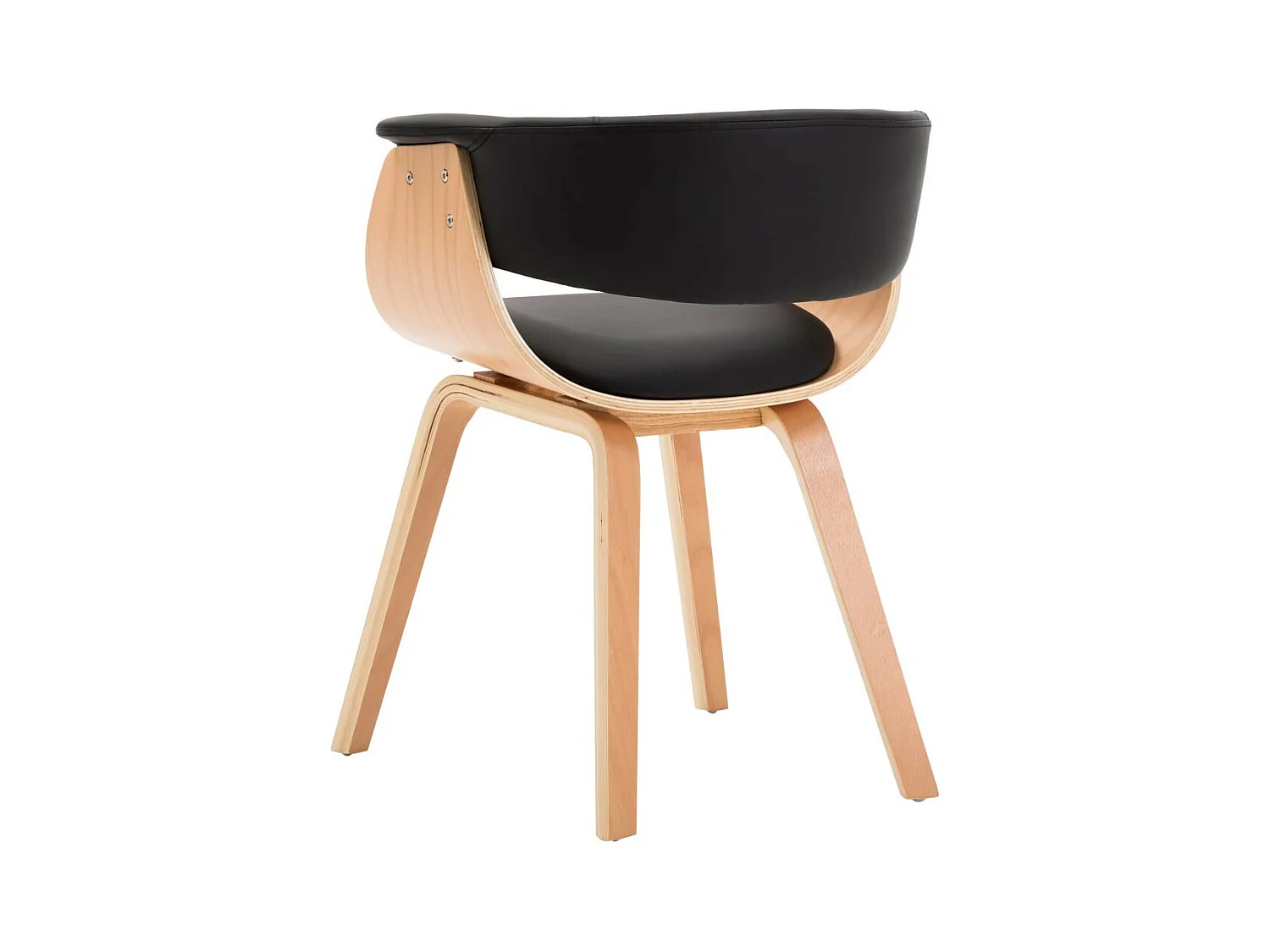 Chaise de salle à manger bois clair courbé et similicuir noir Kobaly - Lot de 2