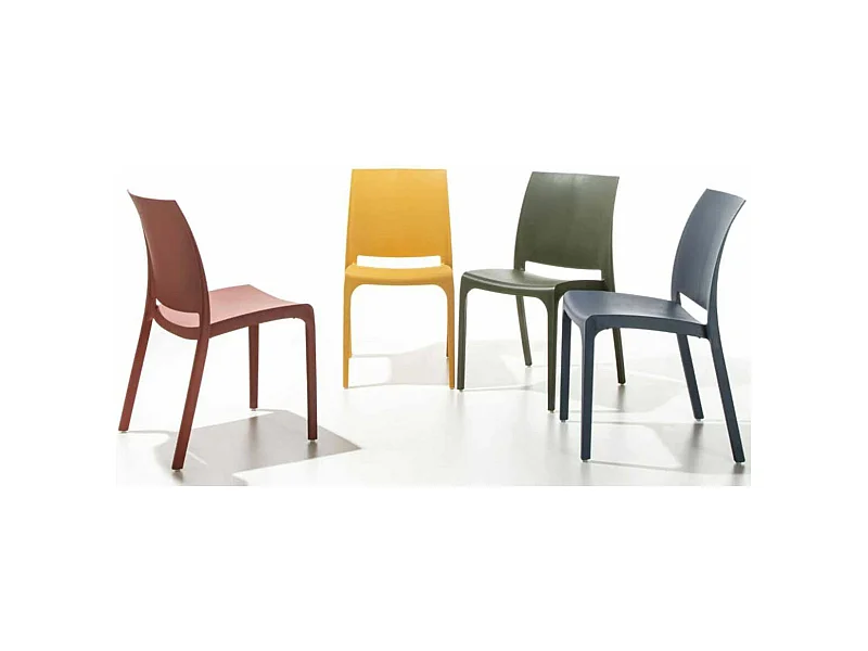 Chaise polypropylène Barko - Lot de 4-Couleur Bordeaux