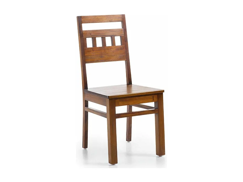 Chaise coloniale en bois massif d'acajou Falkane