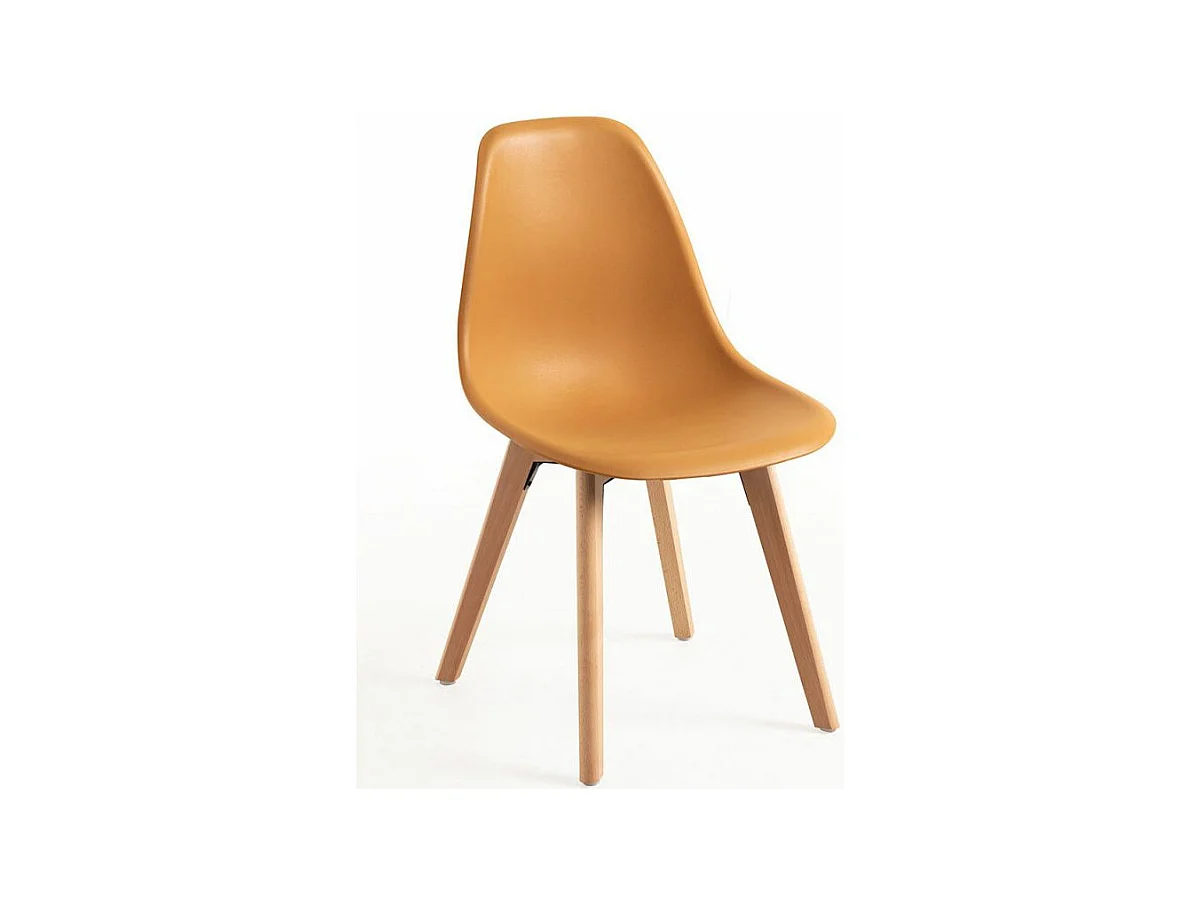 Chaise nordique rouille et pieds hêtre clair Nordo - Lot de 2