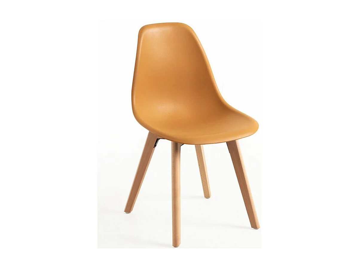 Chaise nordique rouille et pieds hêtre clair Nordo - Lot de 2