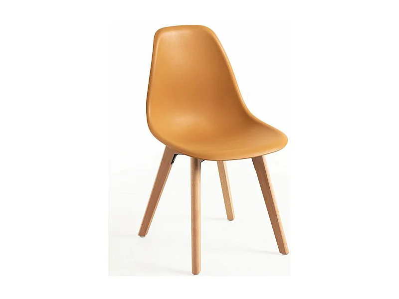 Chaise nordique rouille et pieds hêtre clair Nordo - Lot de 2