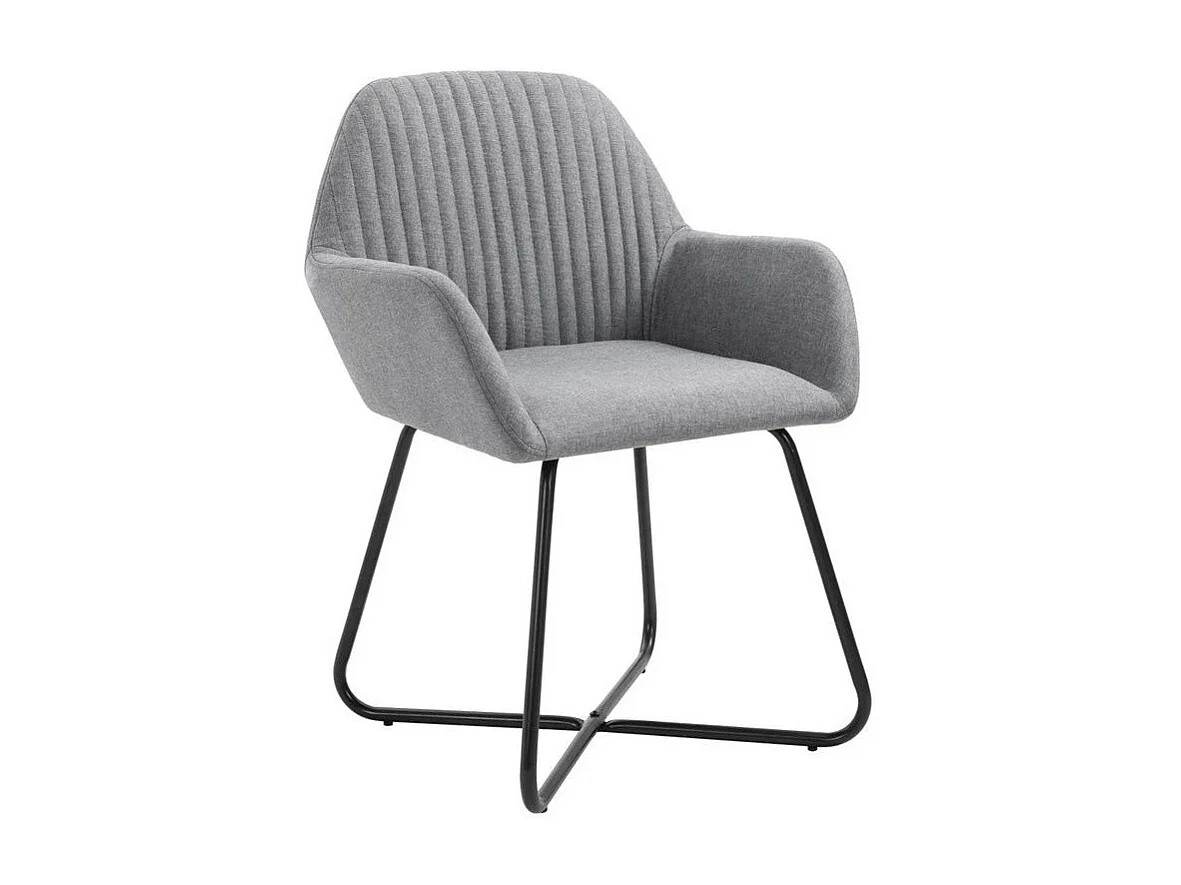 Chaise tissu gris clair et pieds métal noir Mikee - Lot de 2