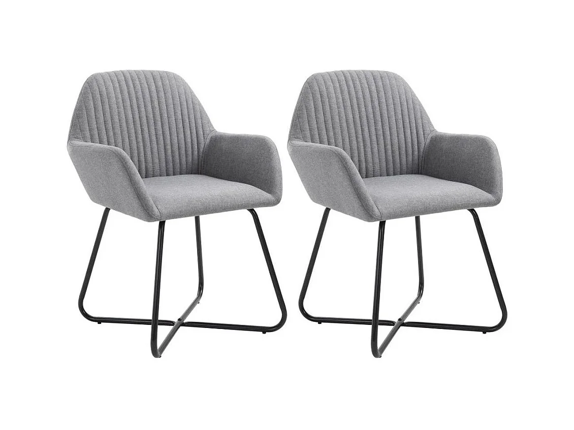Chaise tissu gris clair et pieds métal noir Mikee - Lot de 2