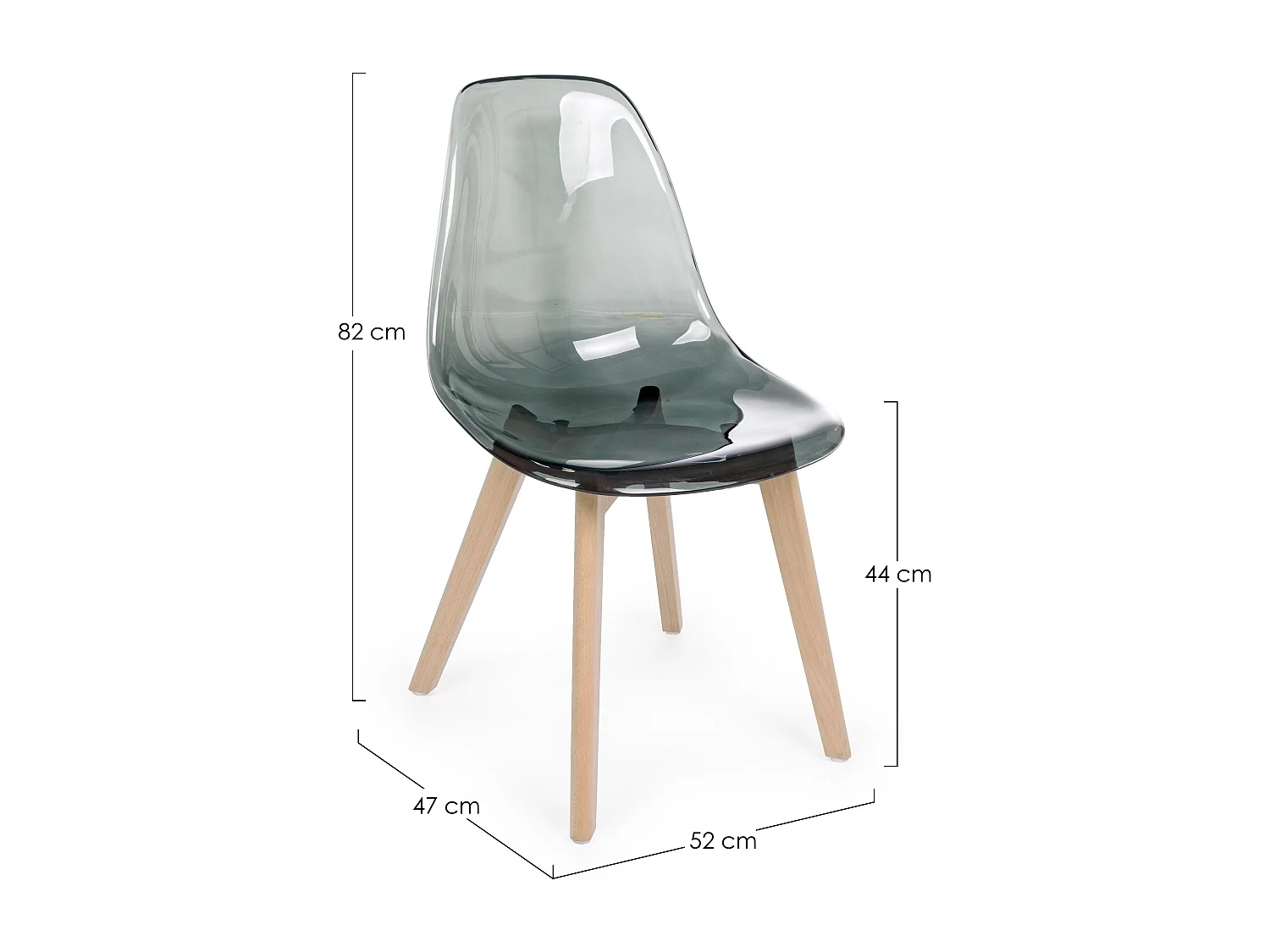 Chaise en polycarbonate transparent effet fumé Esia - Lot de 4