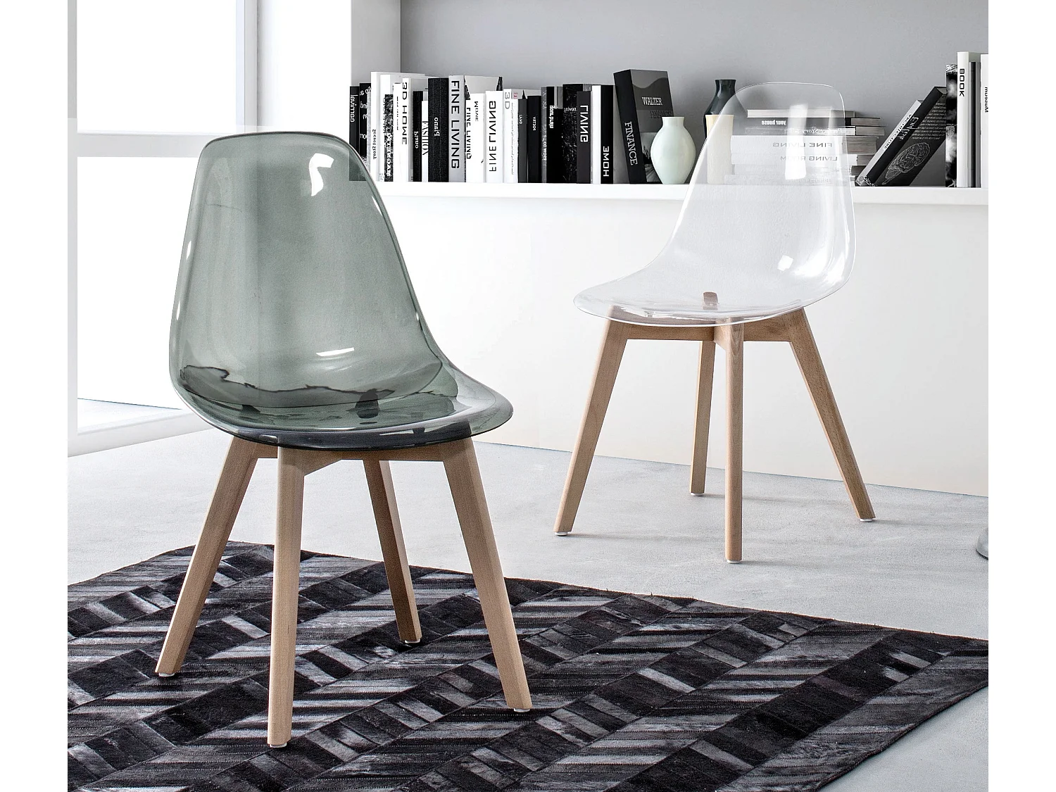 Esia stoel van transparant polycarbonaat met gerookt effect - Set van 4