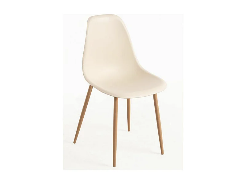 Silla Kerry escandinava beige claro y natural - Juego de 2