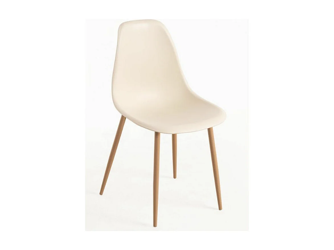 Silla Kerry escandinava beige claro y natural - Juego de 2