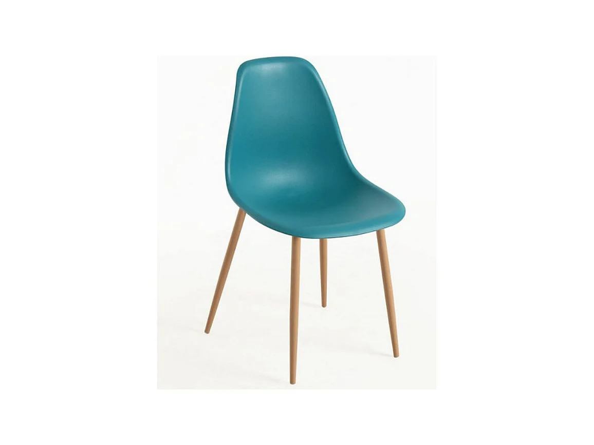 Chaise scandinave bleu canard et naturel Kerry - Lot de 2