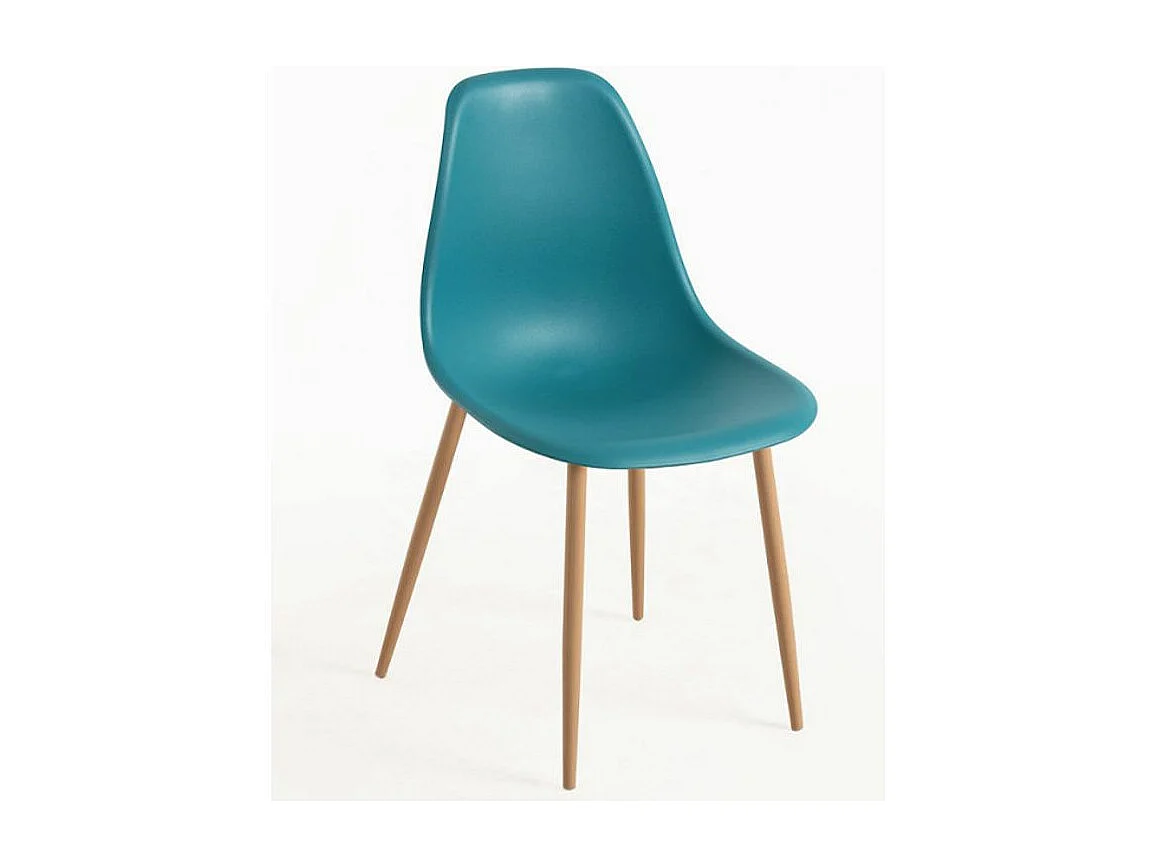 Chaise scandinave bleu canard et naturel Kerry - Lot de 2