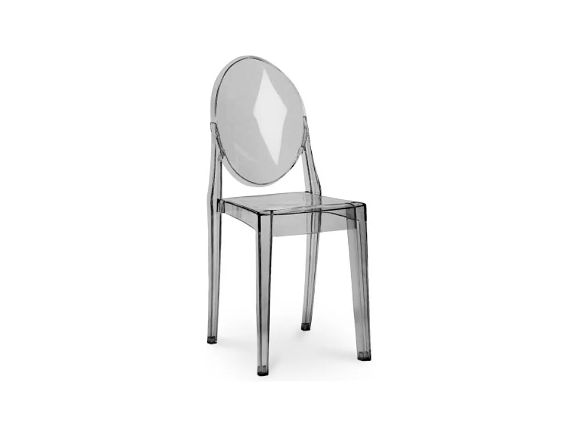 Chaise design en polycarbonate transparent ou Opaque - Collection Louiva-Couleur Gris transparent