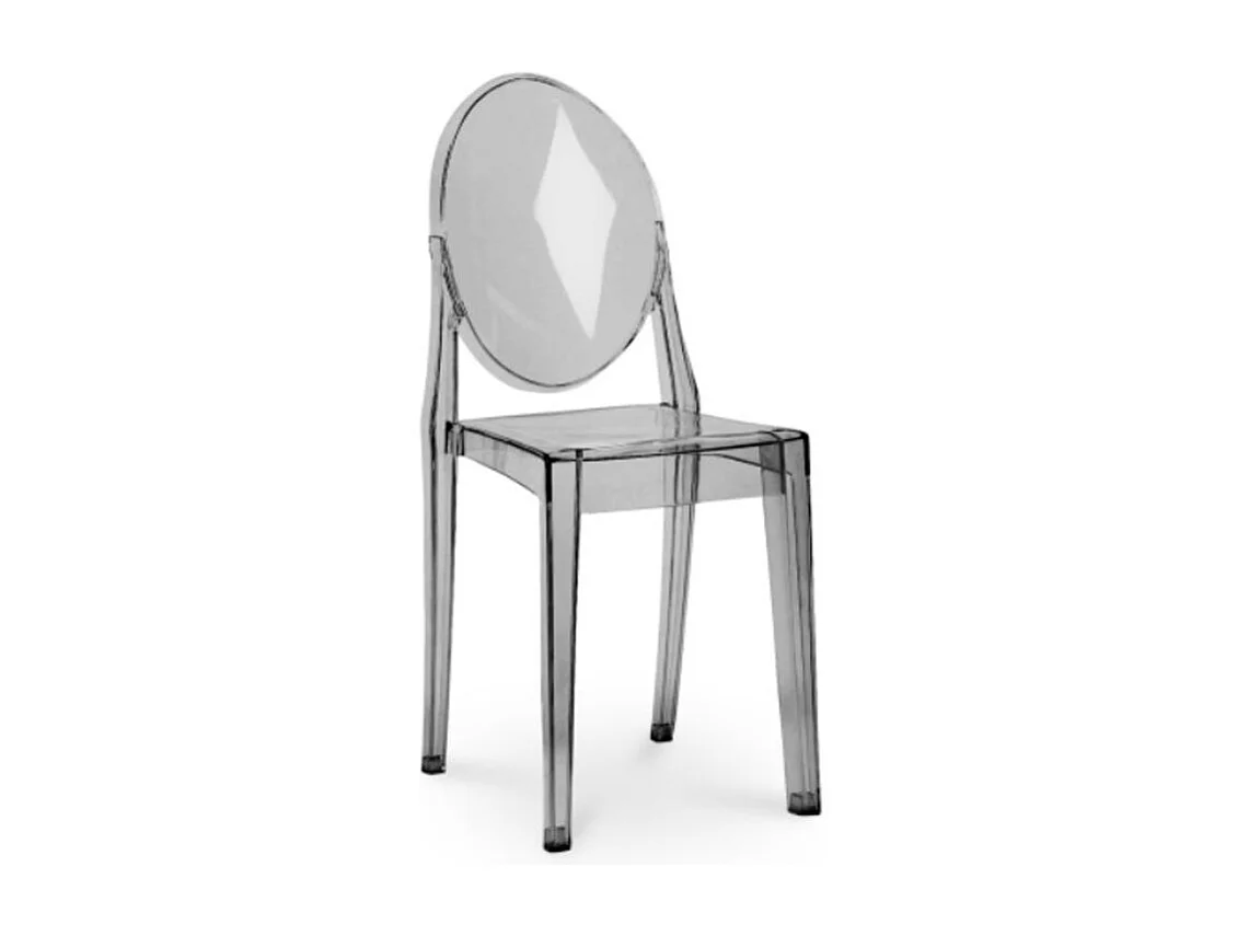Chaise design en polycarbonate transparent ou Opaque - Collection Louiva-Couleur Gris transparent