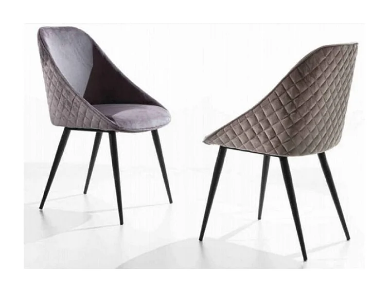 Chaise moderne velours et pieds métal Jacky - Lot de 2-Couleur Beige foncé