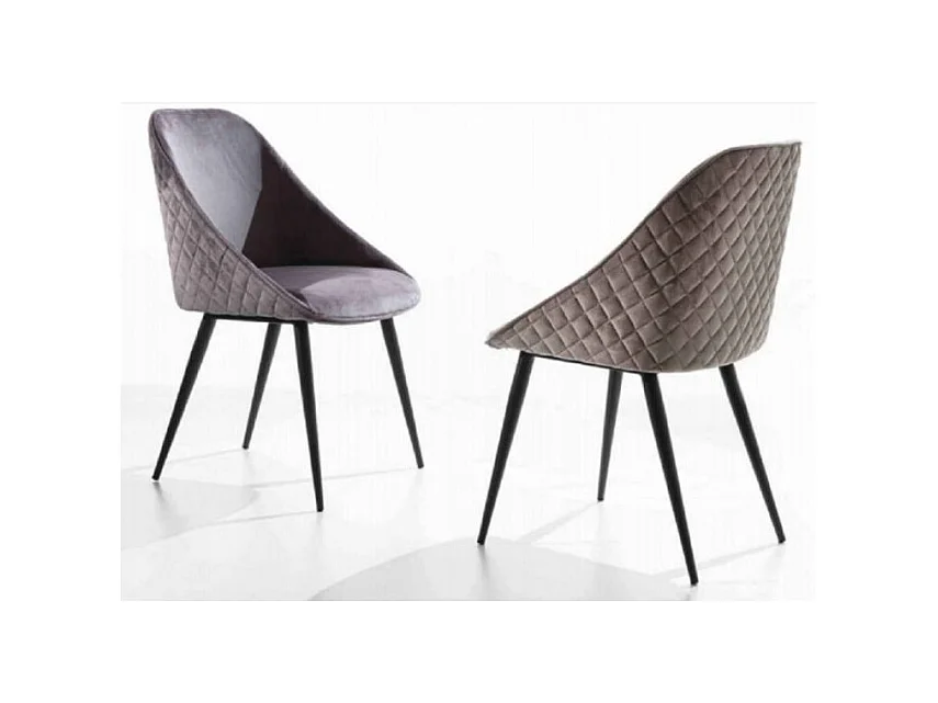 Chaise moderne velours et pieds métal Jacky - Lot de 2-Couleur Beige foncé