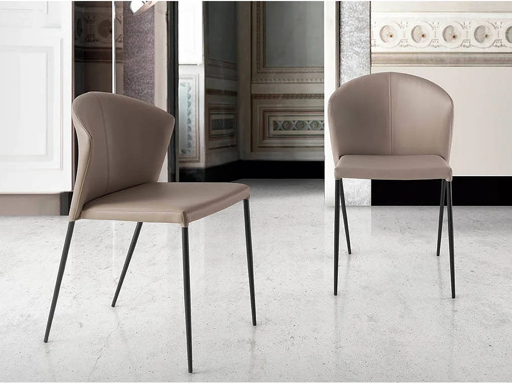 Chaise similicuir et acier noir Ekino - lot de 2-Couleur Aqua 90 Noir