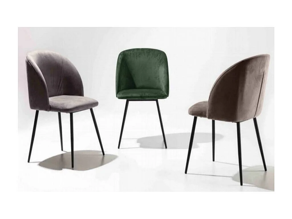 Chaise avec accoudoir moderne velours et métal noir Markaly - Lot de 2-Couleur Beige clair