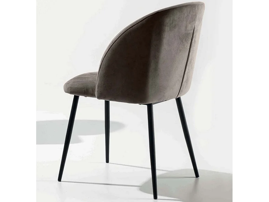 Chaise avec accoudoir moderne velours et métal noir Markaly - Lot de 2-Couleur Beige clair