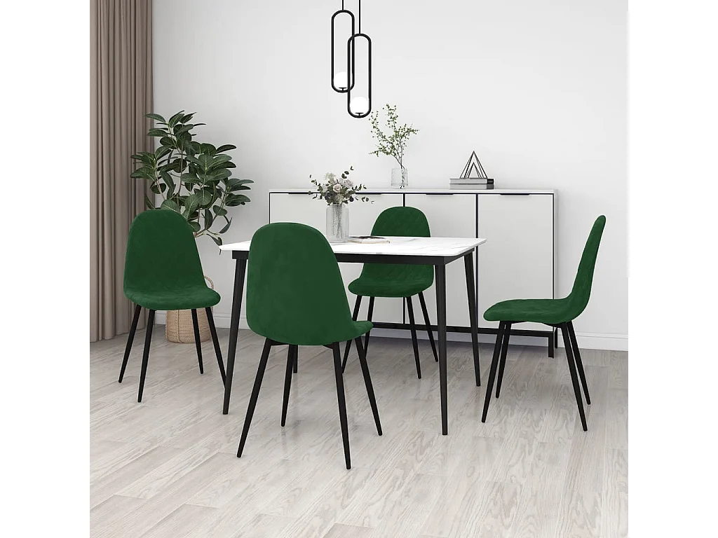 Chaises de salle à manger 4 pcs Vert foncé Velours 10