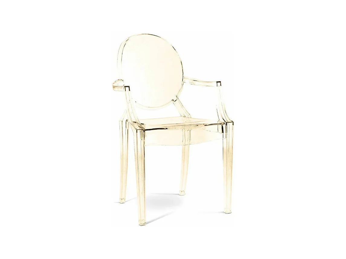Fauteuil design en polycarbonate transparent ou Opaque - Collection Louiva-Couleur Doré transparent