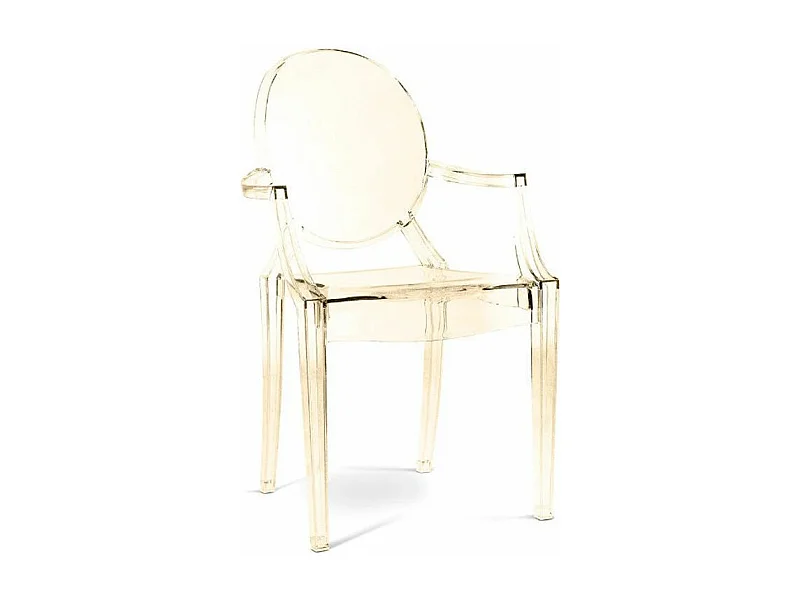 Fauteuil design en polycarbonate transparent ou Opaque - Collection Louiva-Couleur Doré transparent
