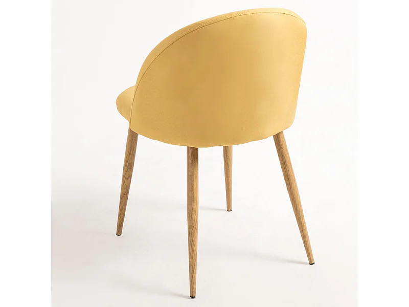 Lot de 2 chaises Kazon - Tissu élégant et pieds métal effet bois clair-Couleur Jaune