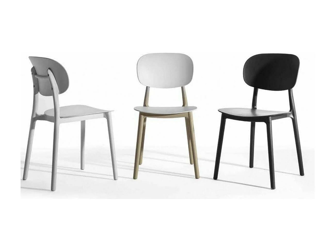 Chaise polyvalente en polypropylène Klaza - Lot de 4-Couleur Blanc/Beige