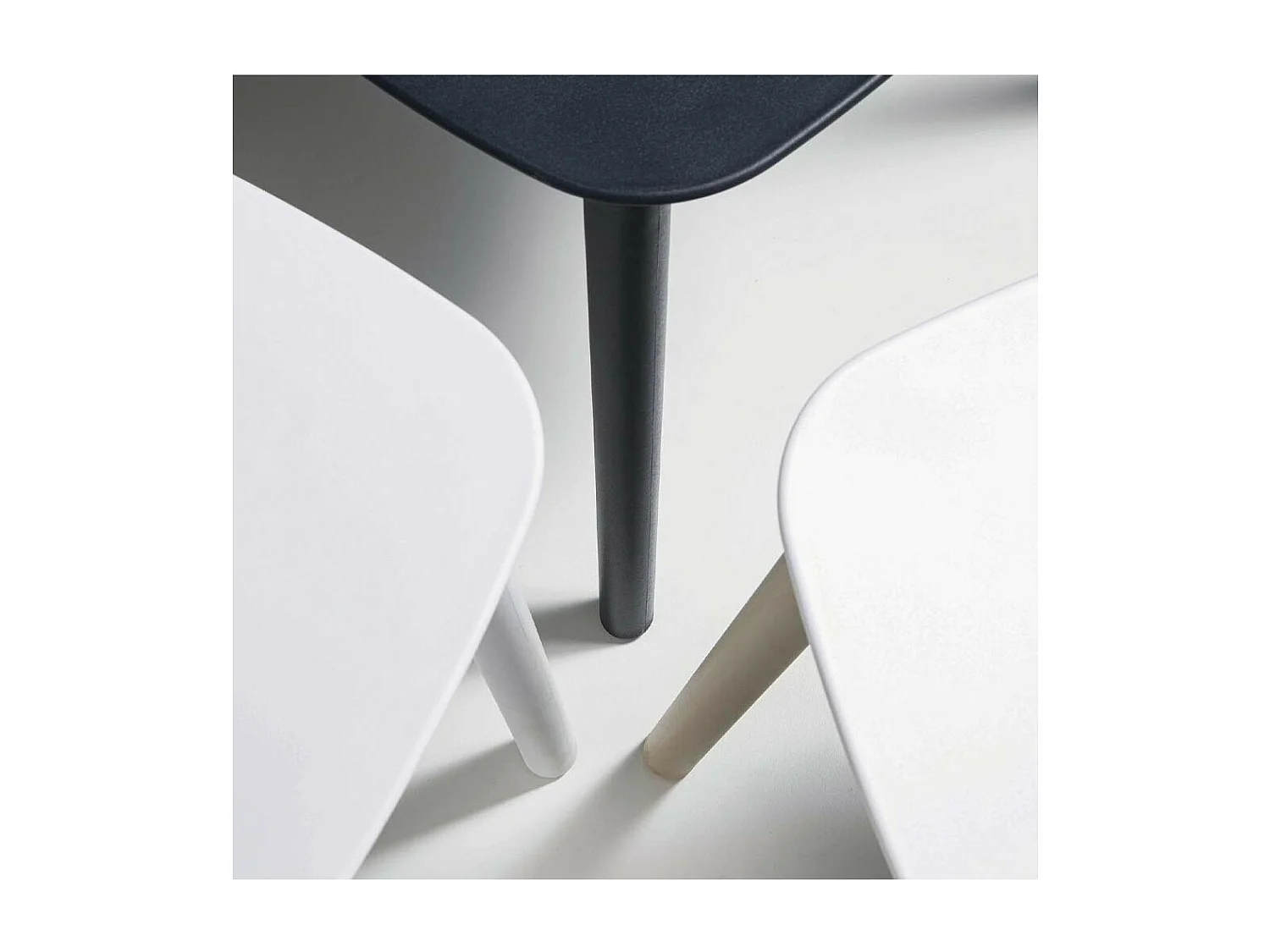 Chaise polyvalente en polypropylène Klaza - Lot de 4-Couleur Blanc/Beige