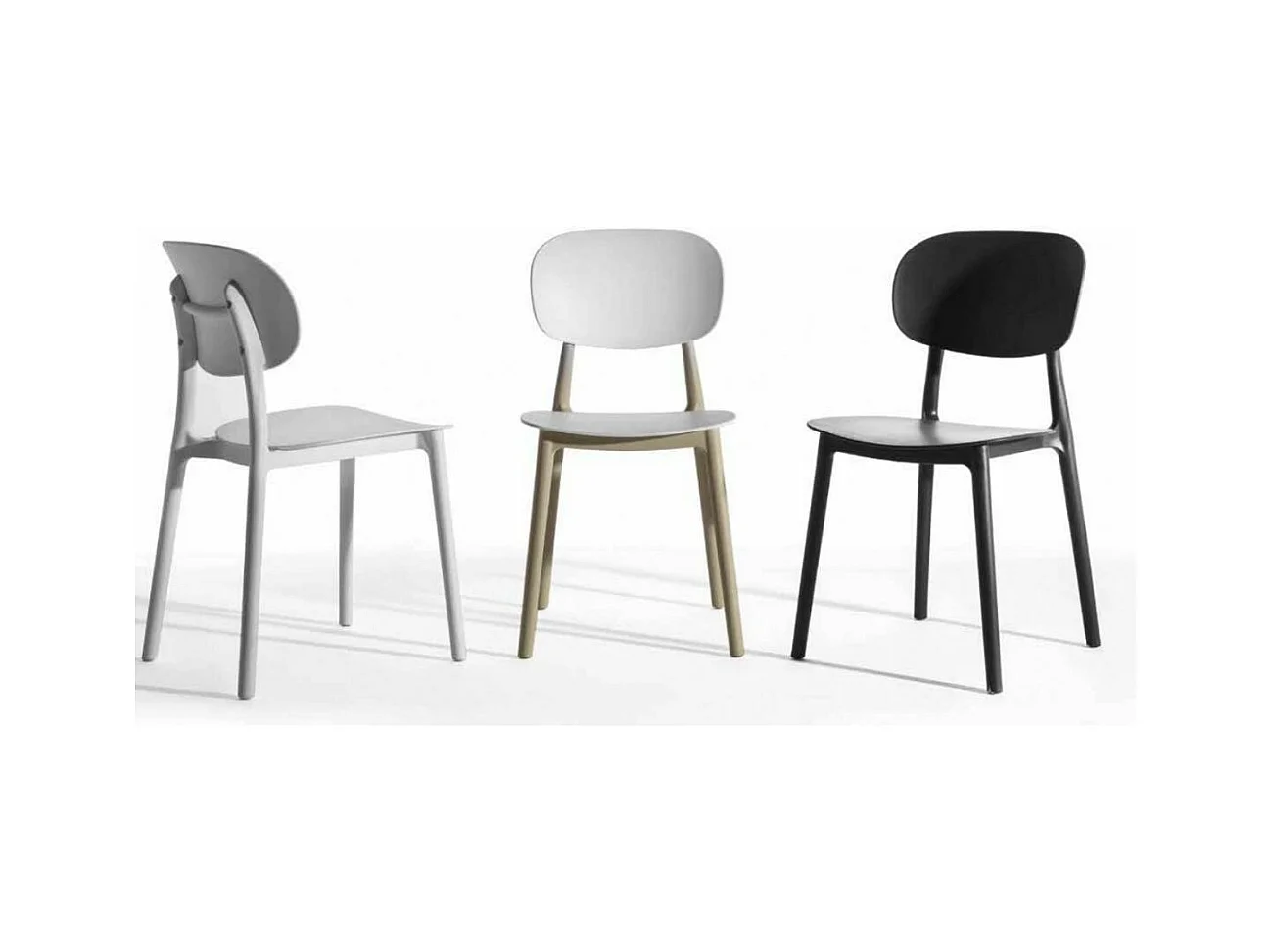 Chaise polyvalente en polypropylène Klaza - Lot de 4-Couleur Blanc/Beige