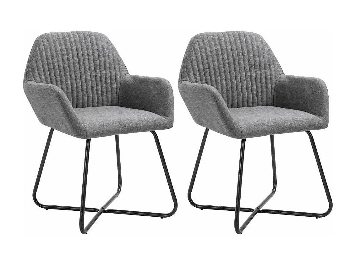 Chaise tissu gris foncé et pieds métal noir Mikee - Lot de 2