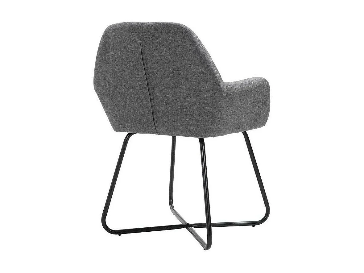 Chaise tissu gris foncé et pieds métal noir Mikee - Lot de 2