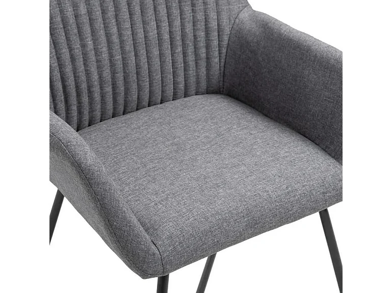 Chaise tissu gris foncé et pieds métal noir Mikee - Lot de 2