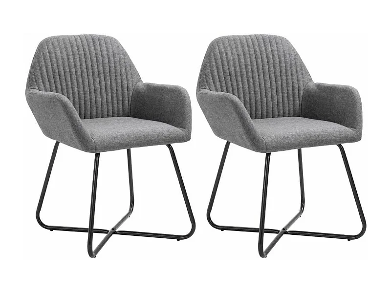 Chaise tissu gris foncé et pieds métal noir Mikee - Lot de 2