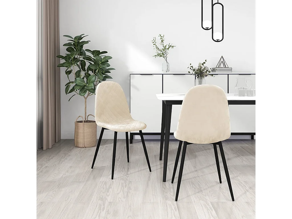 Chaises de salle à manger 2 pcs Blanc crème Velours