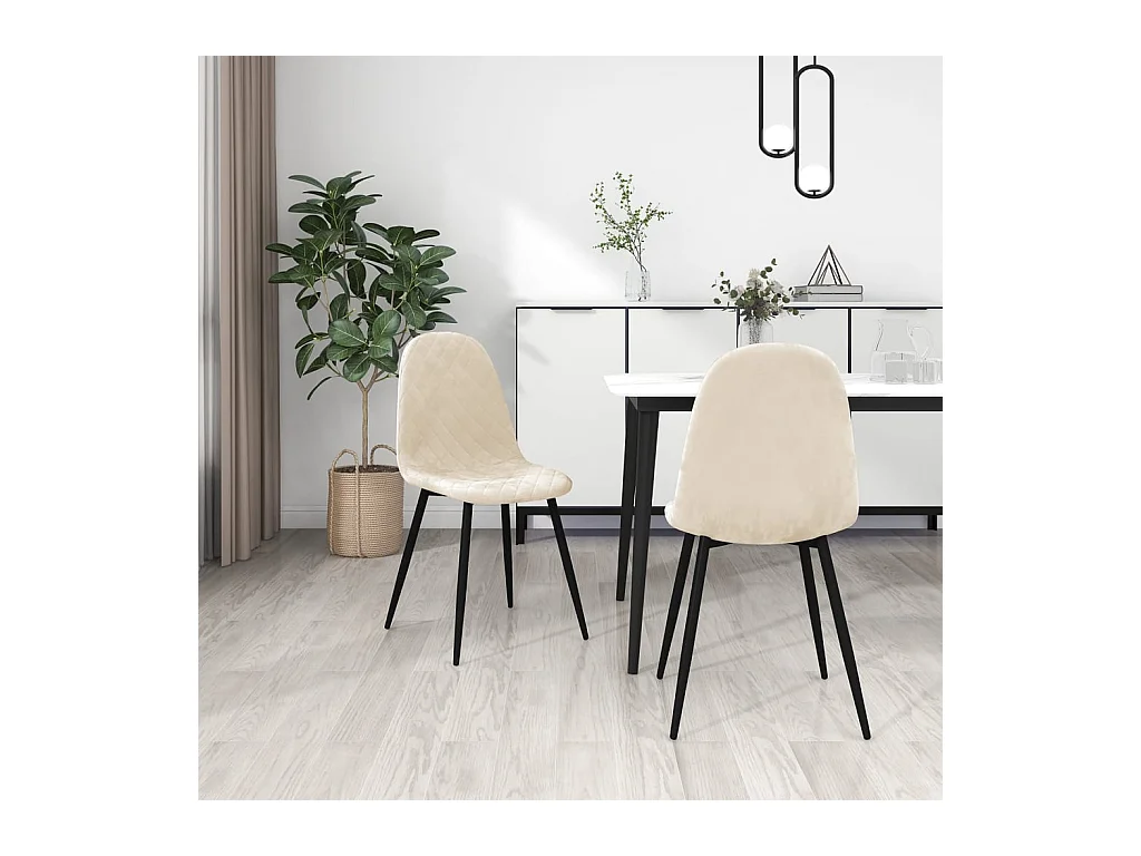 Eetkamerstoelen 2 st fluweel crèmewit