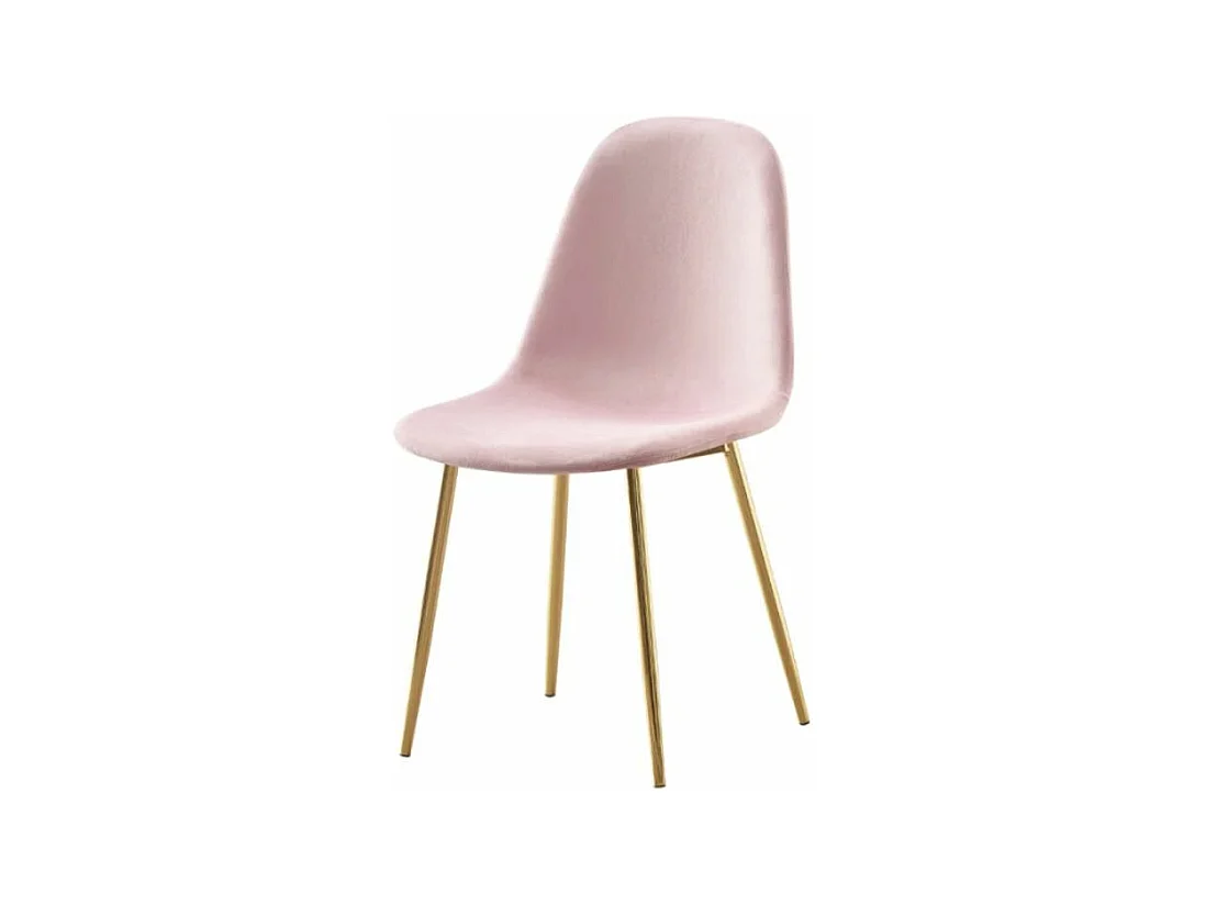 Lot de 6 chaises Ruka en velours avec pieds en acier doré - Élégance moderne-Couleur Rose clair