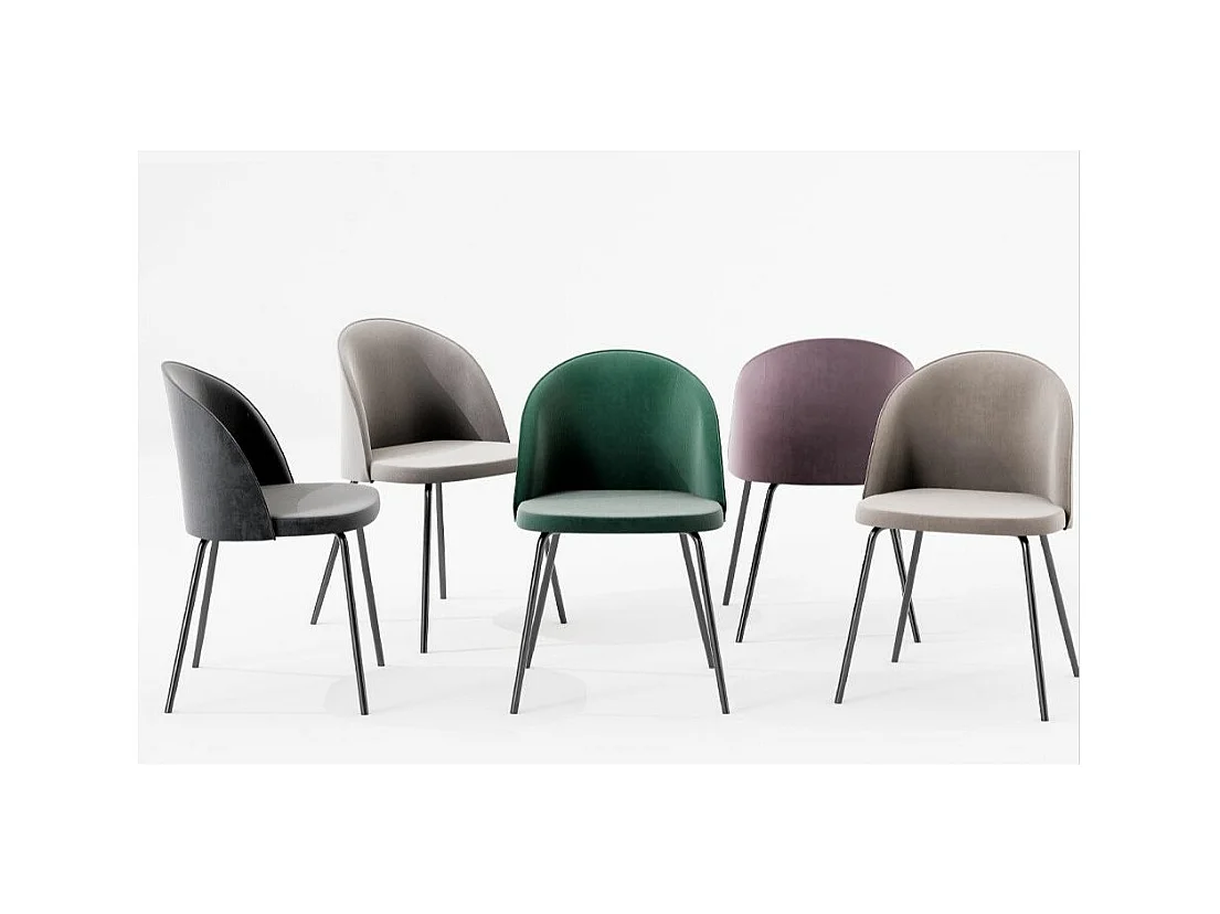 Chaise moderne velours et métal noir Luza- Lot de 4-Couleur Vert forêt