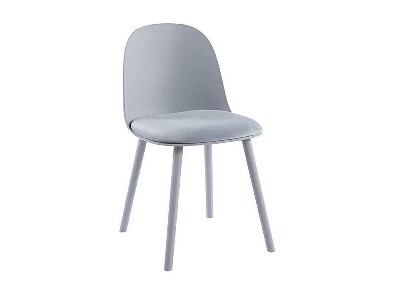 Silla Kalipo con cojín de asiento de terciopelo - Comodidad y modernidad-Color Gris claro