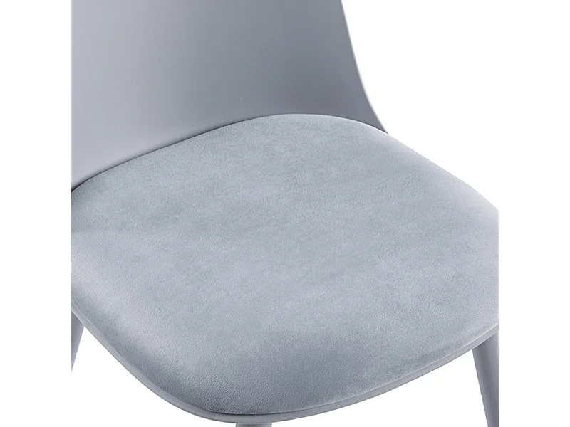Silla Kalipo con cojín de asiento de terciopelo - Comodidad y modernidad-Color Gris claro
