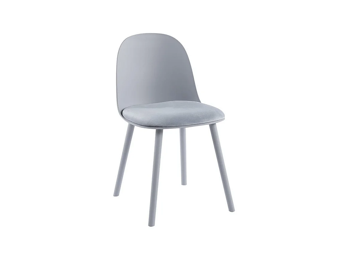 Chaise avec coussin d'assise en velours Kalipo - Confort et modernité-Couleur Gris clair