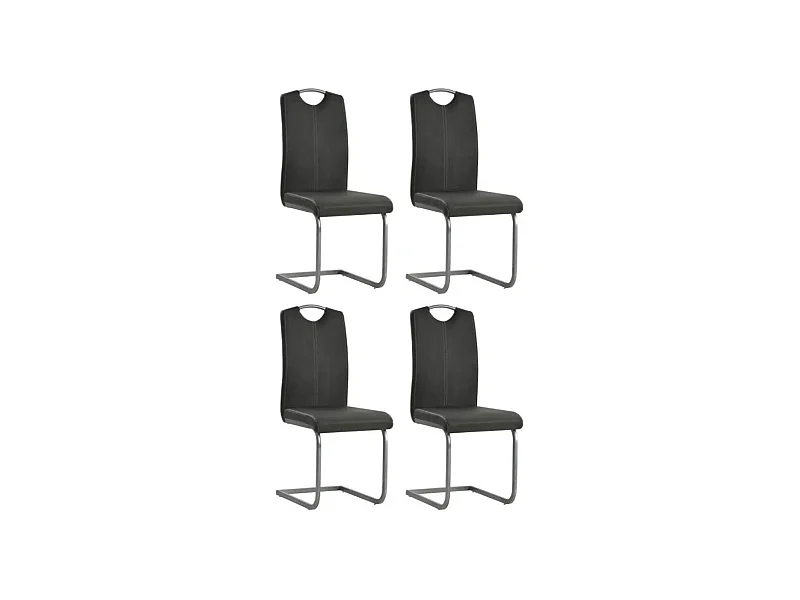 Chaise similicuir gris et pieds métal chromé Mikarelane - Lot de 4