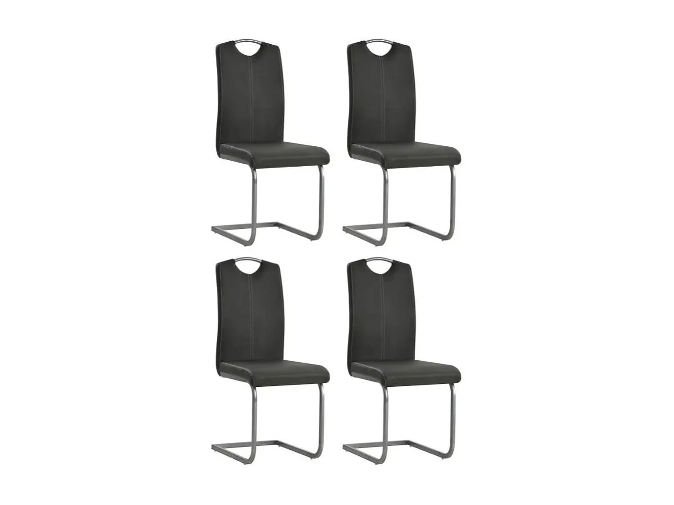 Chaise similicuir gris et pieds métal chromé Mikarelane - Lot de 4