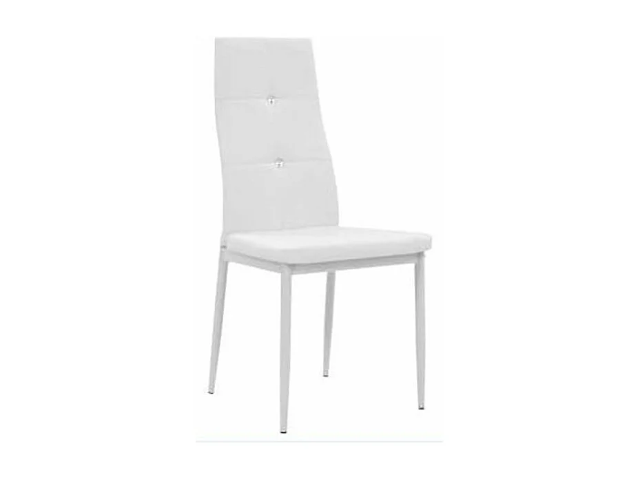 Chaise à manger similicuir blanc et pieds métal noir Mikarel - Lot de 4