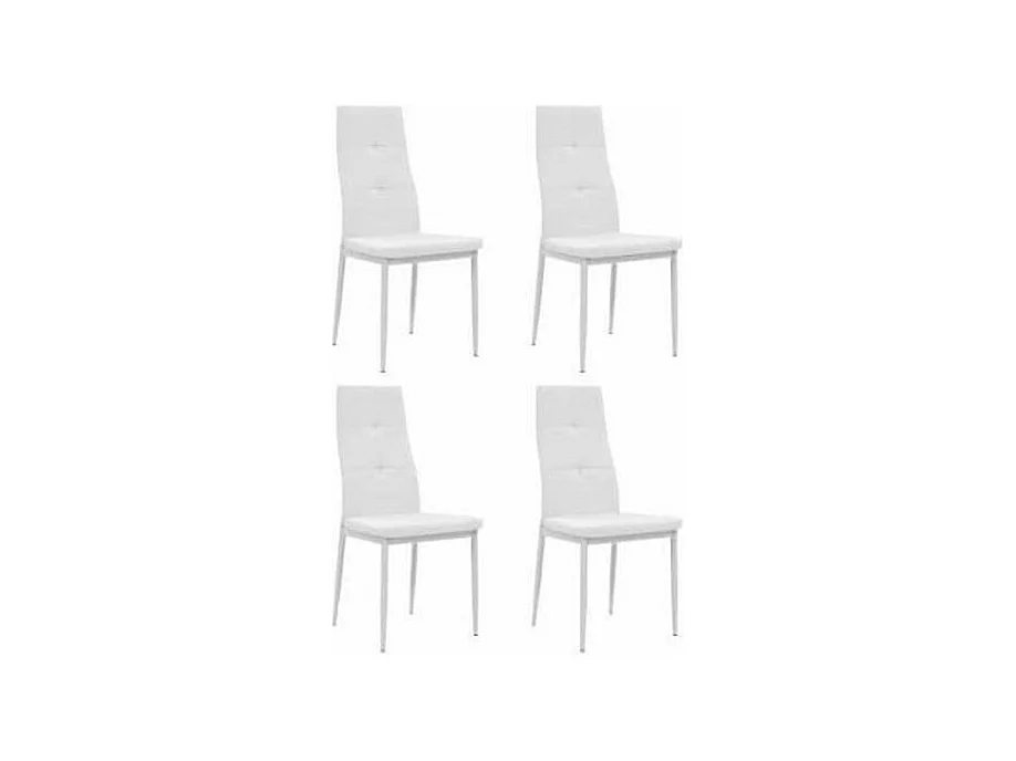 Chaise à manger similicuir blanc et pieds métal noir Mikarel - Lot de 4