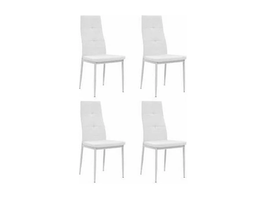 Chaise à manger similicuir blanc et pieds métal noir Mikarel - Lot de 4