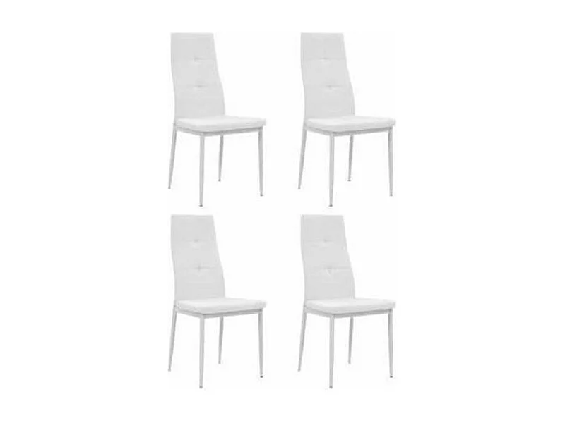 Chaise à manger similicuir blanc et pieds métal noir Mikarel - Lot de 4