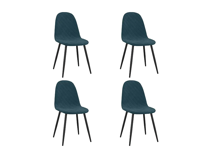 Chaises de salle à manger 4 pcs Bleu Velours 4